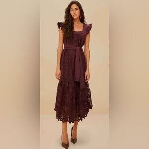 NWT FARM Rio Brown Pineapple Guipure Midi
Dress